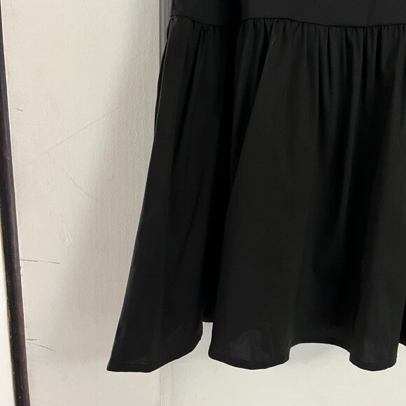 Dropwaist Mesh Sleeve Shirt Mini Dress - Black - POCKETS - Picture 15 of 15